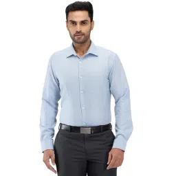 Park Avenue Blue Slim Fit Self Pattern Shirt-picture-48