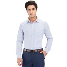 Park Avenue Blue Slim Fit Striped Shirt-picture-29