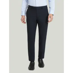 Park Avenue Blue Slim Fit Texture Trousers-picture-46