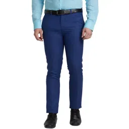 Park Avenue Blue Super Slim Fit Texture Trousers-picture-42