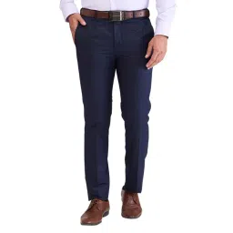 Park Avenue Blue Super Slim Fit Texture Trousers-picture-18