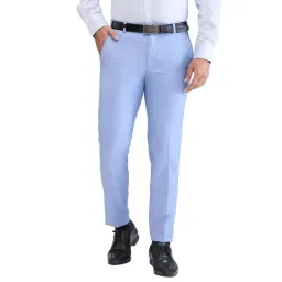 Park Avenue Blue Super Slim Fit Trousers-picture-12