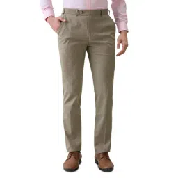 Park Avenue Brown Polyviscose Slim Fit Formal Trosuers-picture-20