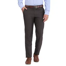 Park Avenue Brown Regular Fit Checks Trousers-picture-27