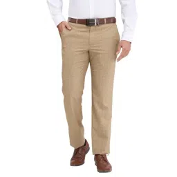 Park Avenue Brown Regular Fit Checks Trousers-picture-39