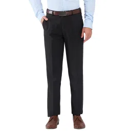 Park Avenue Brown Regular Fit Checks Trousers image 1