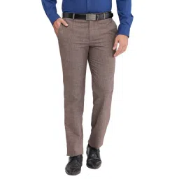 Park Avenue Brown Regular Fit Self Pattern Trousers-picture-13