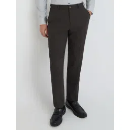 Park Avenue Brown Regular Fit Self Pattern Trousers-picture-31