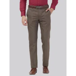 Park Avenue Brown Regular Fit Striped Trousers-picture-35
