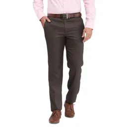 Park Avenue Brown Regular Fit Texture Trousers-picture-24