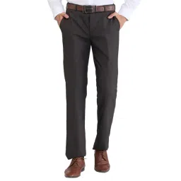 Park Avenue Brown Regular Fit Texture Trousers-picture-17