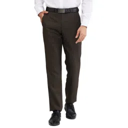 Park Avenue Brown Regular Fit Trousers-picture-30