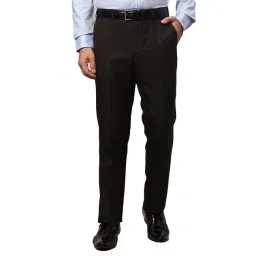 Park Avenue Brown Slim Fit Flat Front Trousers-picture-41