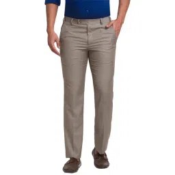 Park Avenue Brown Super Slim Fit Flat Front Trousers-picture-21