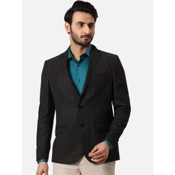 Park Avenue Checked Slim-Fit Notched Lapel Single Breasted Formal Blazer-picture-26