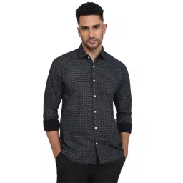 Park Avenue Dark Blue Cotton Printed Slim Fit Shirt-picture-41