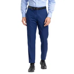 Park Avenue Dark Blue Super Slim Fit Self Pattern Trousers-picture-15
