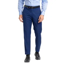 Park Avenue Dark Blue Super Slim Fit Self Pattern Trousers image 1