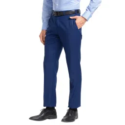 Park Avenue Dark Blue Super Slim Fit Self Pattern Trousers image 3