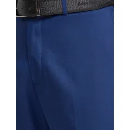 Park Avenue Dark Blue Super Slim Fit Self Pattern Trousers image 5