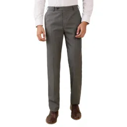 Park Avenue Dark Grey Polyviscose Slim Fit Formal Trosuers-picture-32