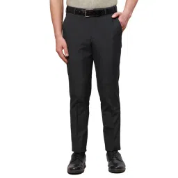 Park Avenue Dark Grey Super Slim Fit Flat Front Trousers-picture-39