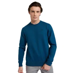 Park Avenue Dark Petrol Cotton Blend Slim Fit Sweatshirt-picture-14