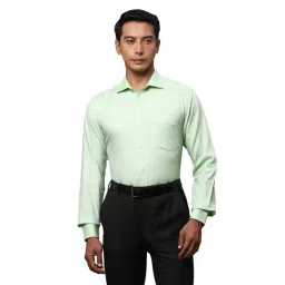 Park Avenue Green Slim Fit Self Design Cotton Shirt-picture-34