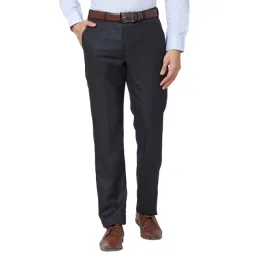 Park Avenue Grey Classic Fit Texture Trousers-picture-16