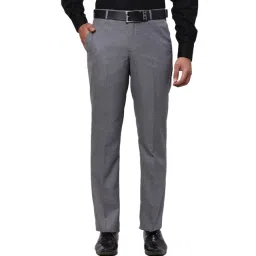 Park Avenue Grey Regular Fit Checks Trousers-picture-23