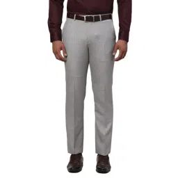 Park Avenue Grey Regular Fit Checks Trousers-picture-28