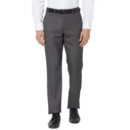 Park Avenue Grey Regular Fit Checks Trousers-picture-42