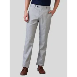 Park Avenue Grey Regular Fit Checks Trousers-picture-16