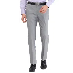 Park Avenue Grey Regular Fit Self Pattern Trousers-picture-32
