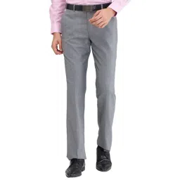 Park Avenue Grey Regular Fit Self Pattern Trousers-picture-32