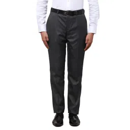 Park Avenue Grey Regular Fit Self Pattern Trousers-picture-42