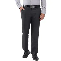 Park Avenue Grey Regular Fit Striped Trousers-picture-18