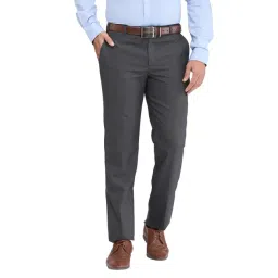 Park Avenue Grey Regular Fit Striped Trousers-picture-35