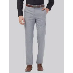 Park Avenue Grey Regular Fit Striped Trousers-picture-19