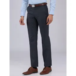 Park Avenue Grey Regular Fit Striped Trousers image 3