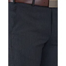 Park Avenue Grey Regular Fit Striped Trousers image 5
