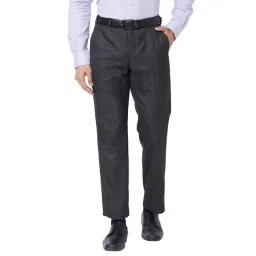 Park Avenue Grey Regular Fit Texture Trousers-picture-23