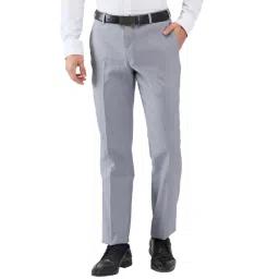 Park Avenue Grey Regular Fit Trousers-picture-31