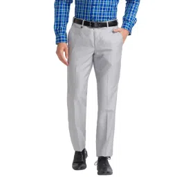 Park Avenue Grey Regular Fit Trousers-picture-33