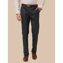 Park Avenue Grey Regular Fit Trousers-picture-26