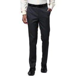 Park Avenue Grey  Slim Fit Checks Trousers-picture-19