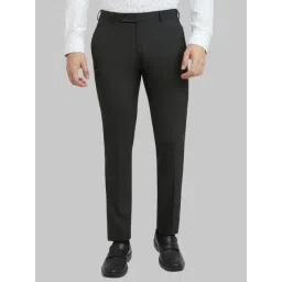 Park Avenue Grey Slim Fit Self Pattern Trousers-picture-31