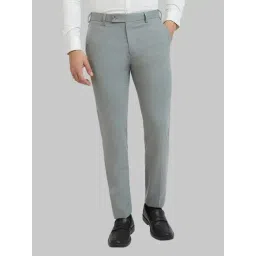 Park Avenue Grey Slim Fit Self Pattern Trousers-picture-34