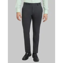 Park Avenue Grey Slim Fit Self Pattern Trousers-picture-42