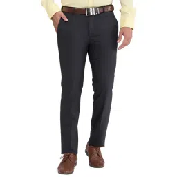 Park Avenue Grey Super Slim Fit Checks Trousers-picture-34